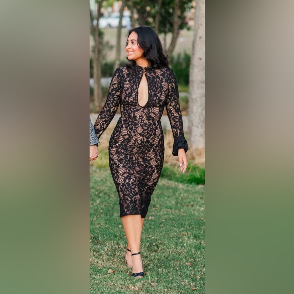 House of CB Black Lace Midi Dress “Pierette” - Medium